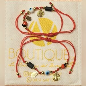 Red and Gold Charm Bracelet Set